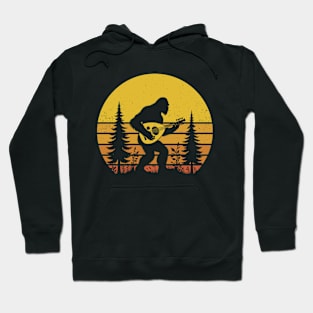 Bigfoot Sasquatch Playing the Oud Vintage Sunset Oriental Music Hoodie